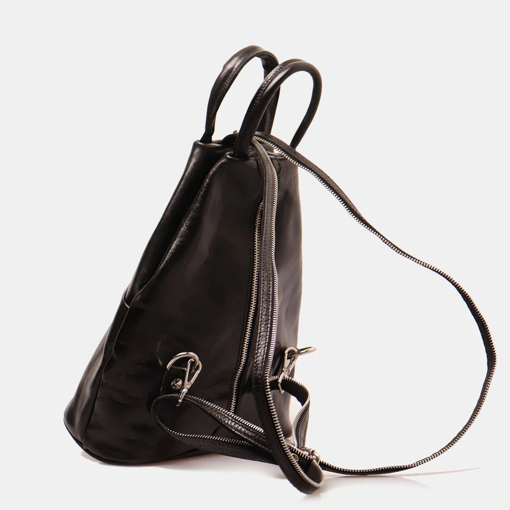 Zaino Donna VIAVERDI in Pelle Nera Made in Italy linea Firenze - Image 5
