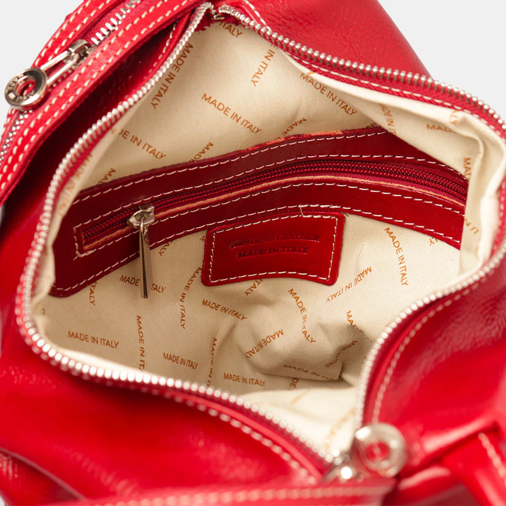 Zaino Donna VIAVERDI in Pelle Rosso Made in Italy linea Firenze - Image 11