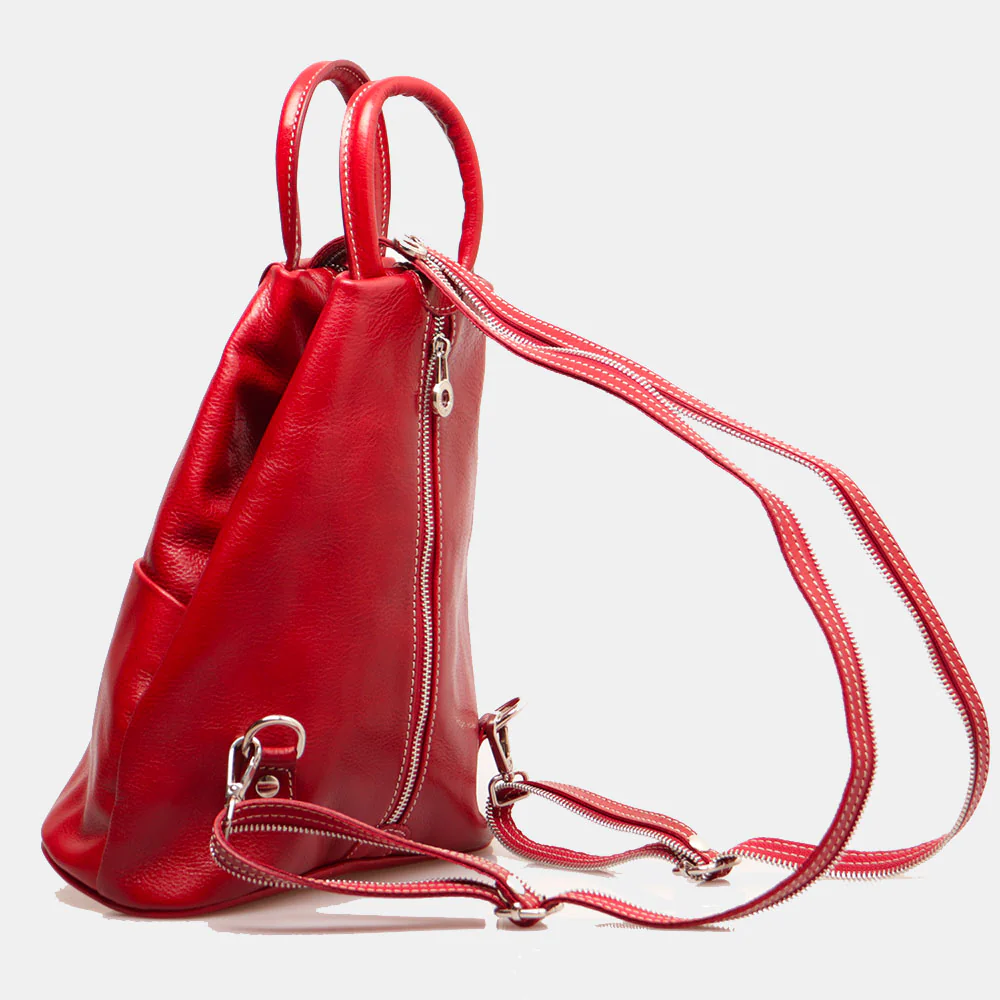 Zaino Donna VIAVERDI in Pelle Rosso Made in Italy linea Firenze - Image 6
