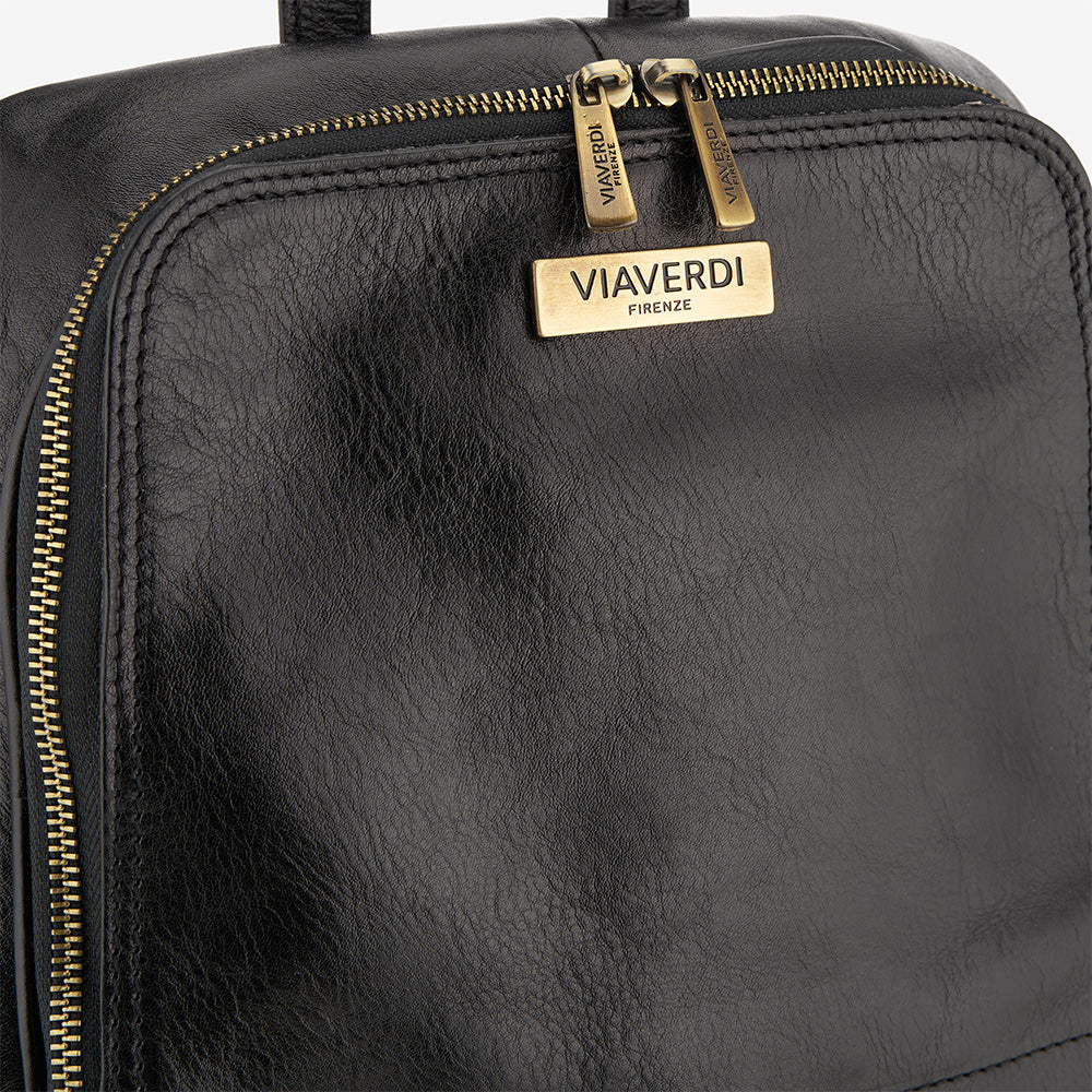 Zaino in Pelle Nera VIAVERDI Made in Italy - Image 3