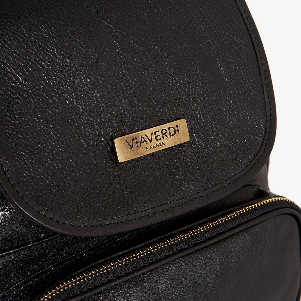 Zaino in Pelle Nera VIAVERDI Made in Italy - Image 3