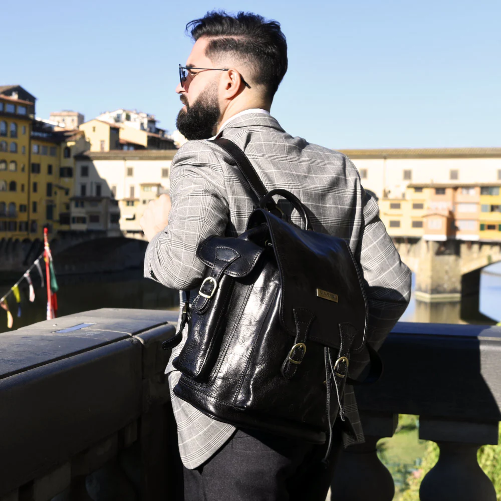 Zaino in Pelle Nera VIAVERDI Made in Italy - Image 3