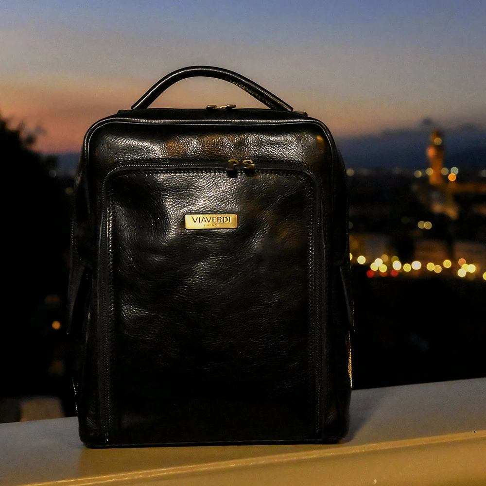 Zaino in Pelle Nera VIAVERDI Made in Italy - Image 3